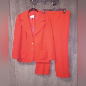 Vintage 70s Pins & Needles Bright Red Suit Tag Size 13/14 Measures As An 8
